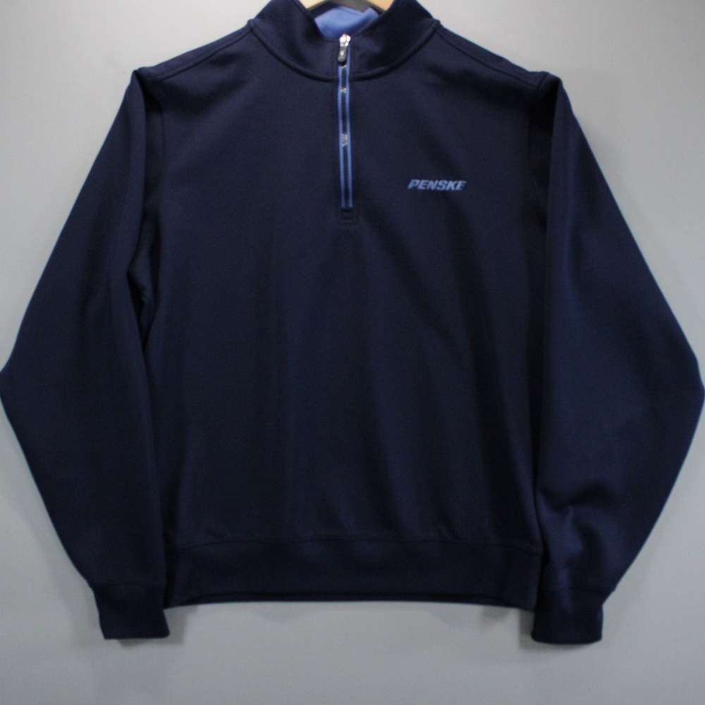 Fairway & Greene Penske Golf Quarter Zip Pullover Navy Blue Mens M Winter Active
